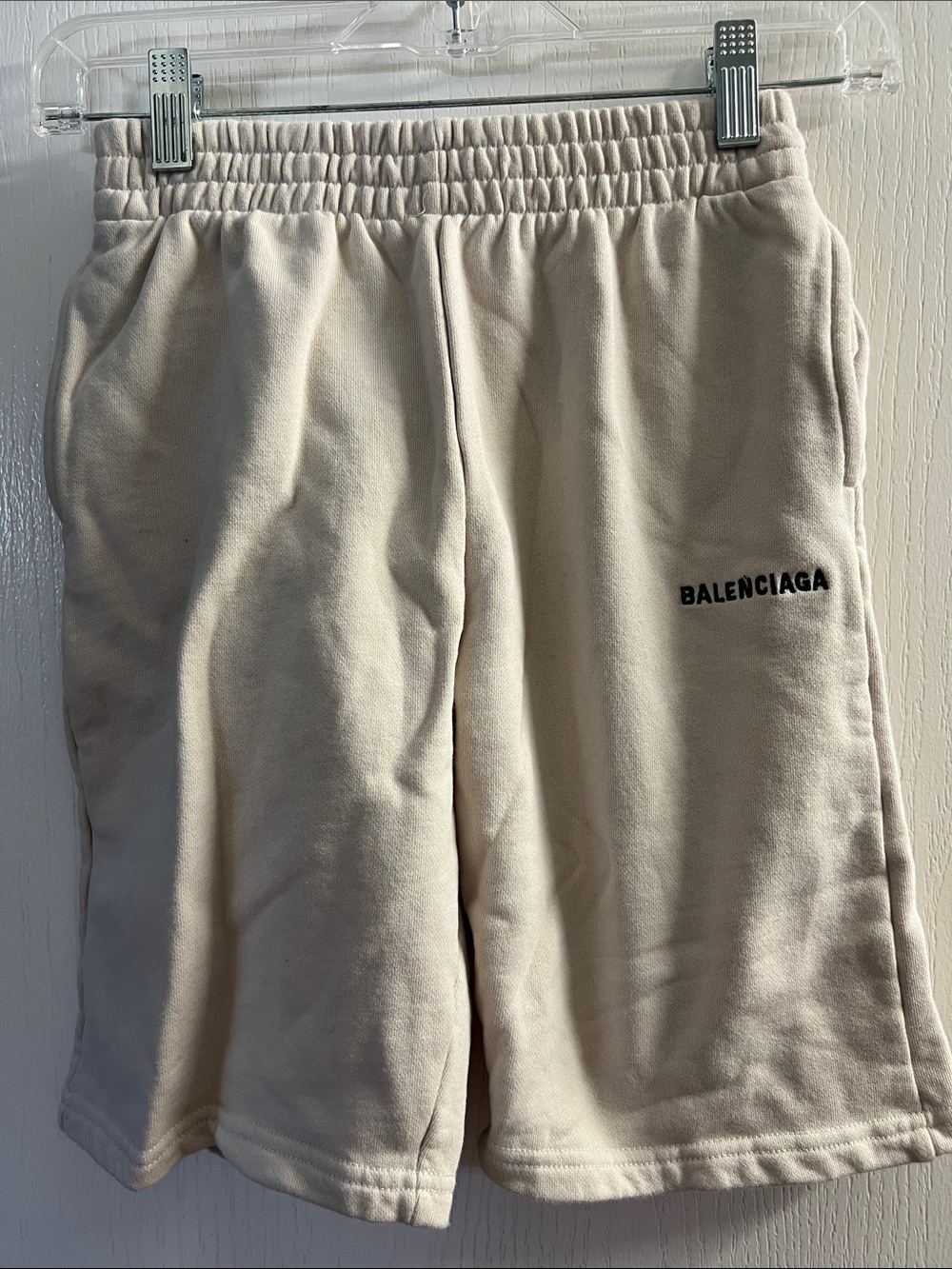 Balenciaga Kids Cream Shorts with Black Logo
